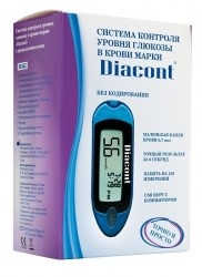 Глюкометр Диаконт с принадлежностями компакт с USB-портом память 120 измерений